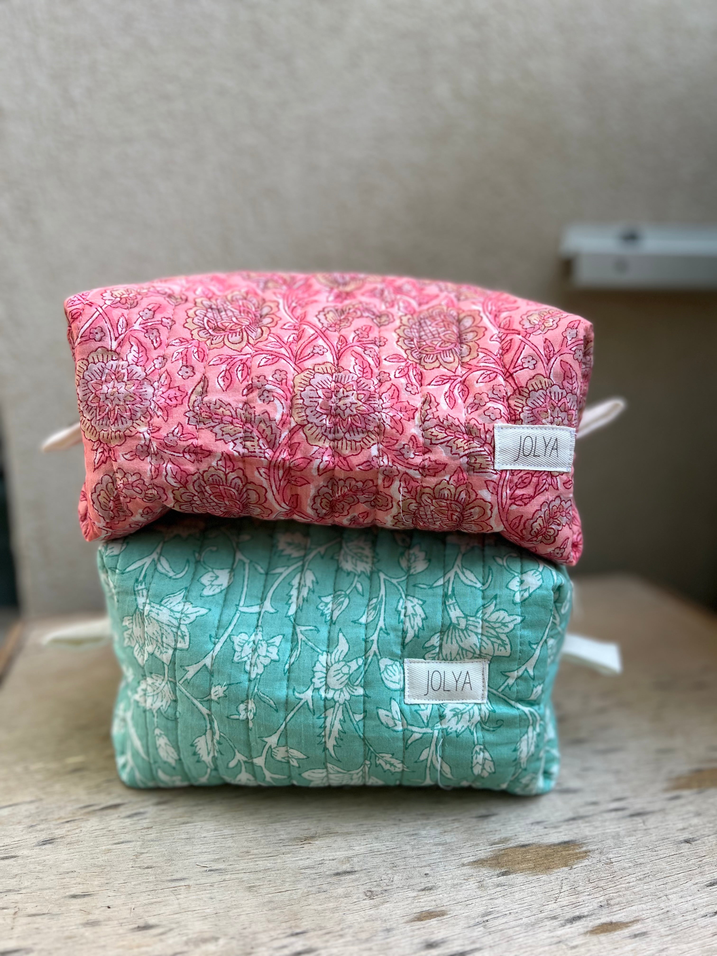 Trousse de toilette grand format « Fresh mint » - fait main