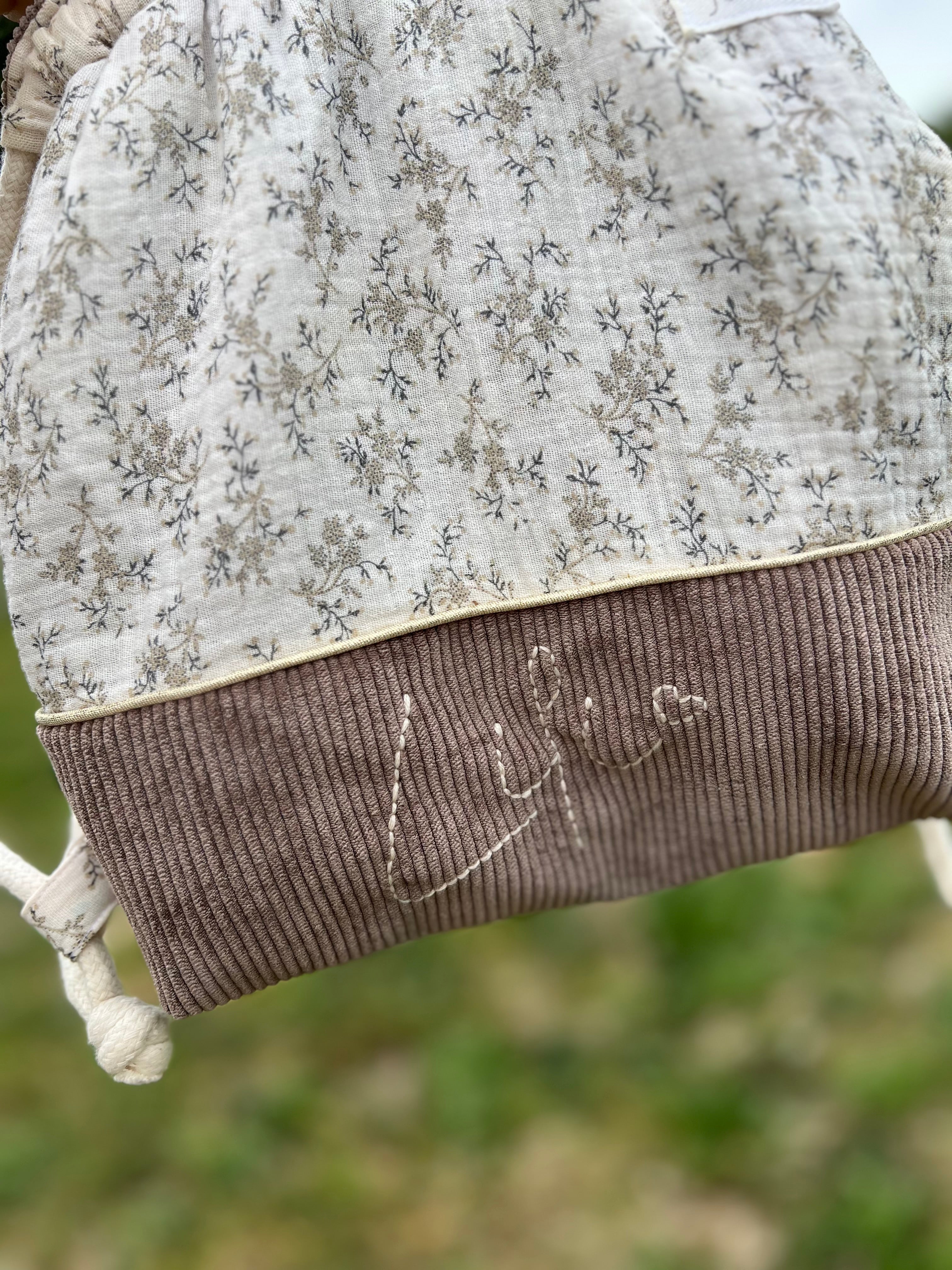 Sac à dos enfant personnalisable fait main – Double gaze & velours côtelé