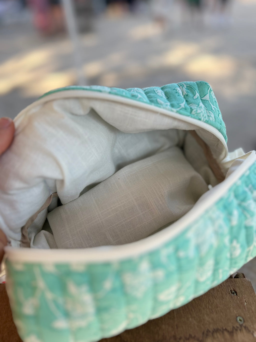 Trousse de toilette grand format « Fresh mint » - fait main