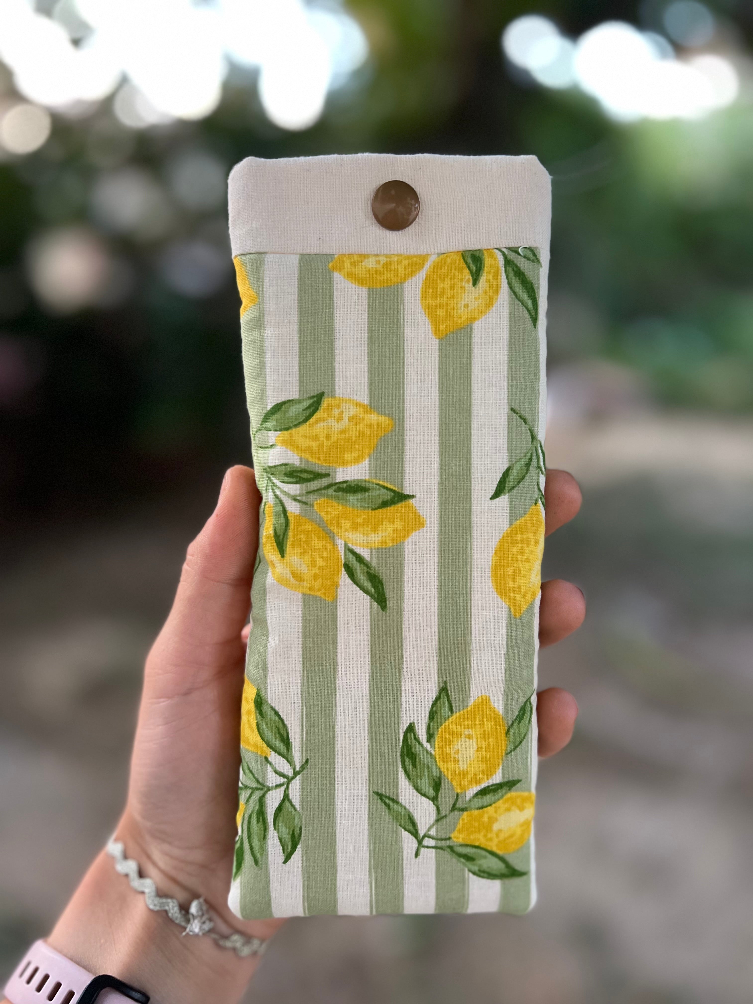 Étui à lunette fait main en tissu « Citronnade »