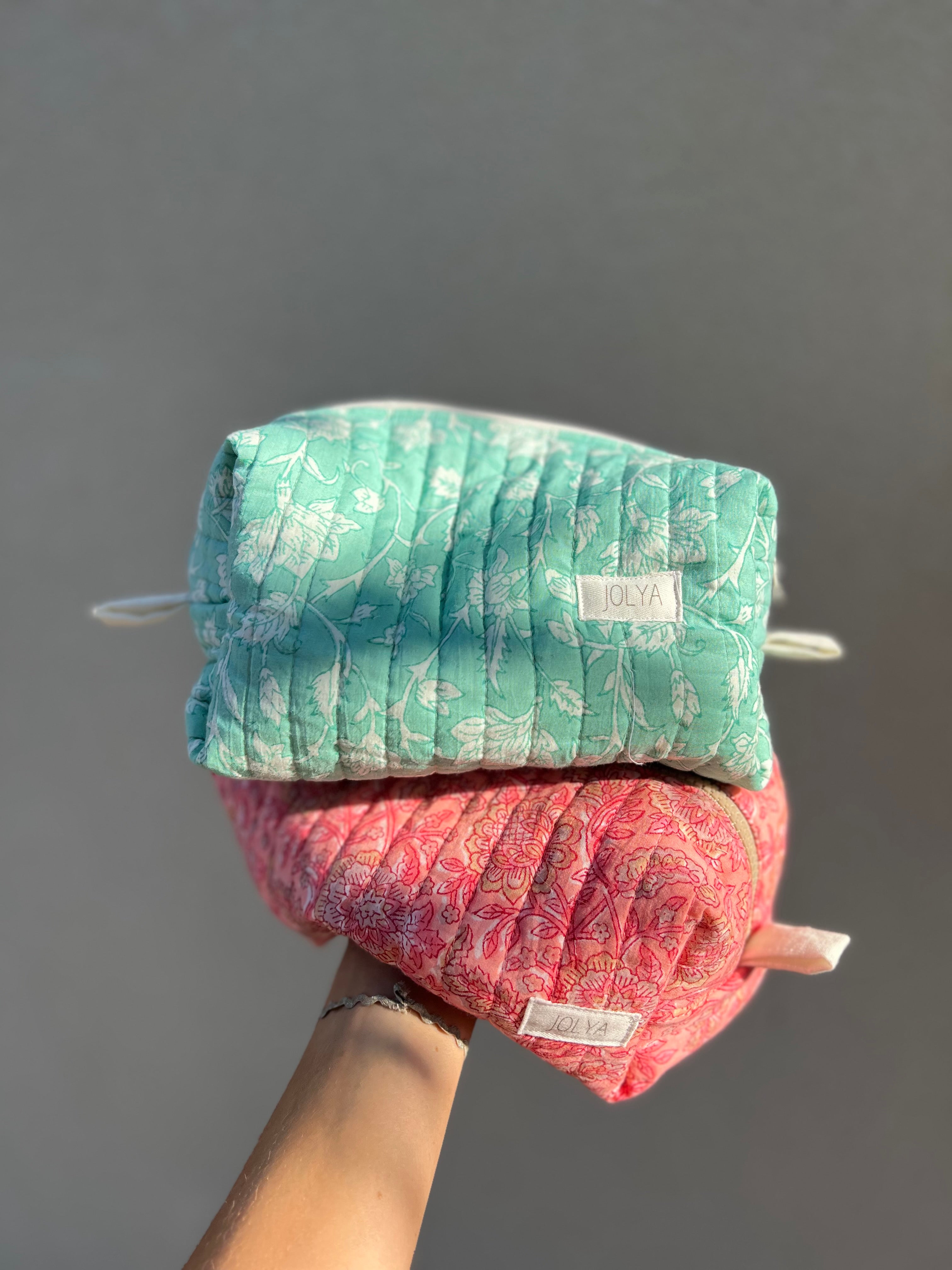 Trousse de toilette grand format « Fresh mint » - fait main