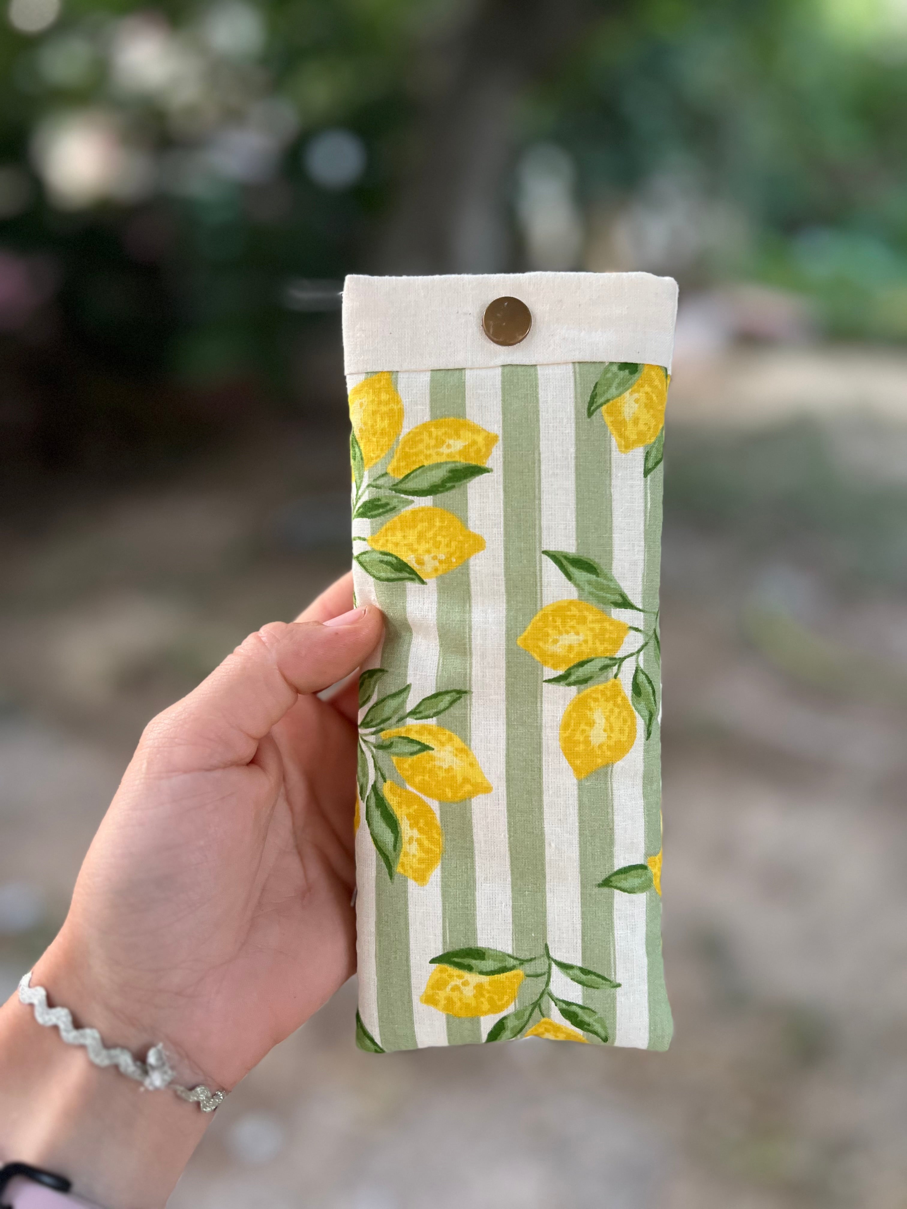 Étui à lunette fait main en tissu « Citronnade »