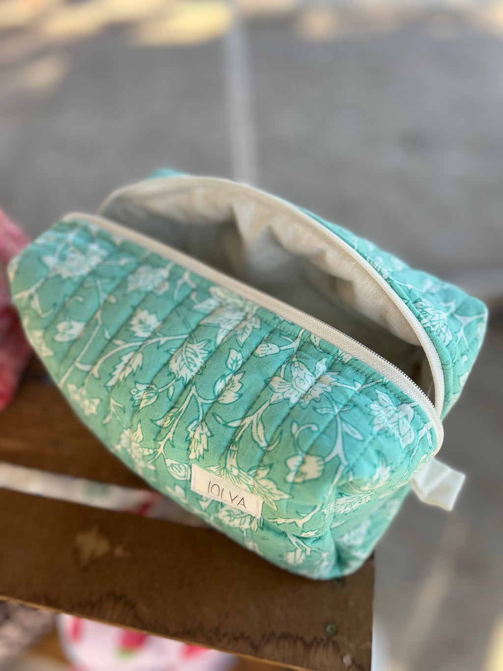 Trousse de toilette grand format « Fresh mint » - fait main