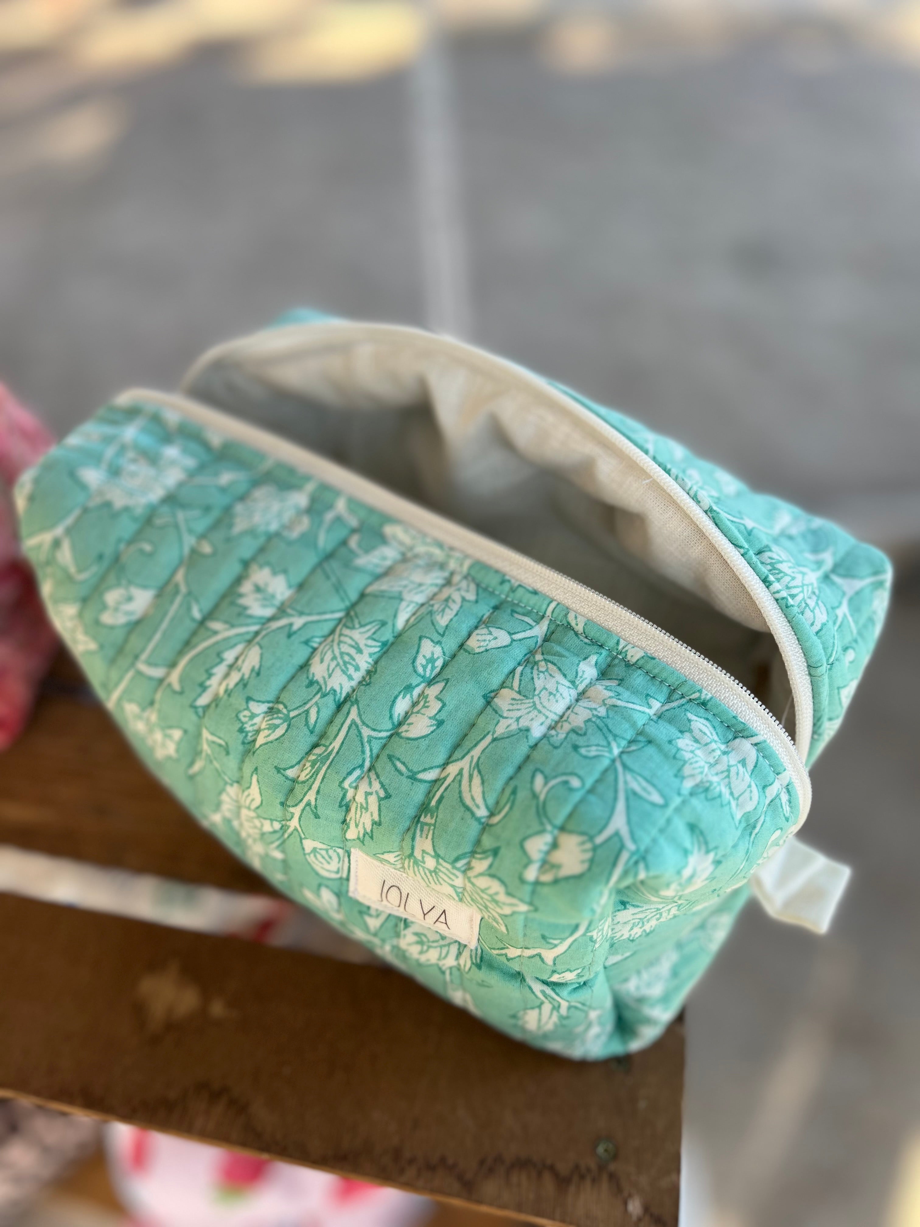 Trousse de toilette grand format « Fresh mint » - fait main
