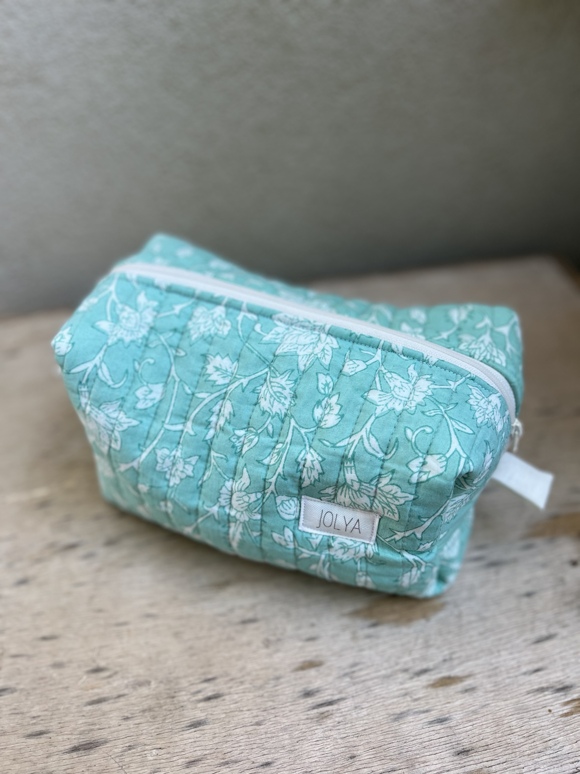 Trousse de toilette grand format « Fresh mint » - fait main