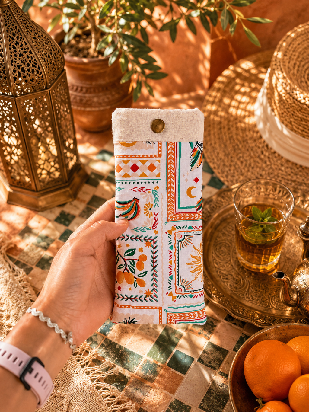 Étui à lunette fait main en tissu « Marrakech »