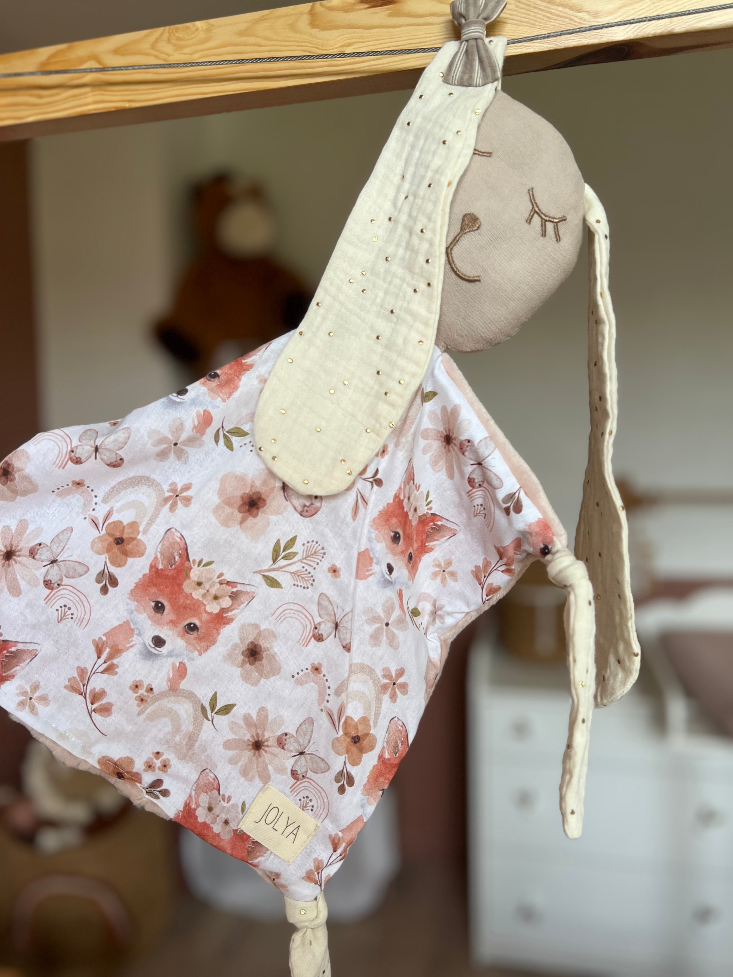 Doudou lapin bébé « Roxanne » - Ultra doux, fait main et personnalisable (Copie)