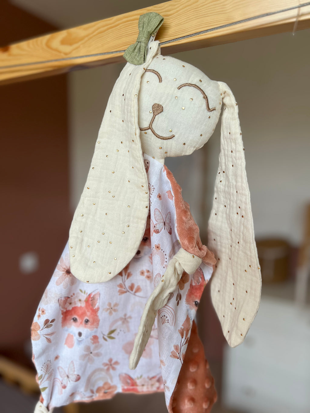 Doudou lapin bébé « Louise » - Ultra doux, fait main et personnalisable (Copie)