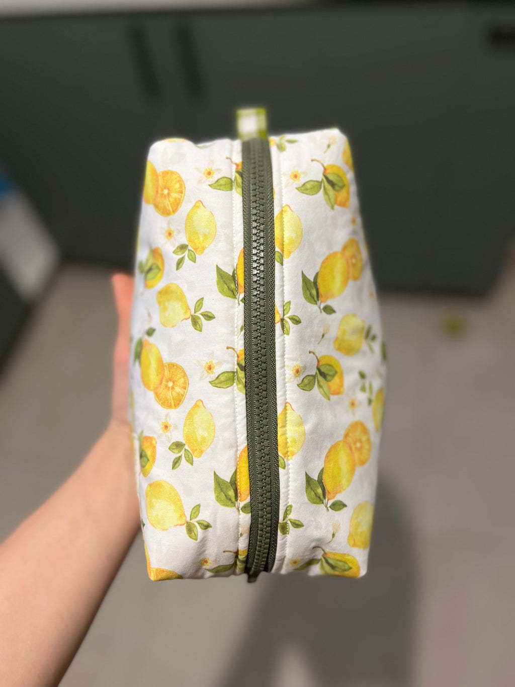 Trousse de toilette « Lemon crush »  - Grand format, fait main