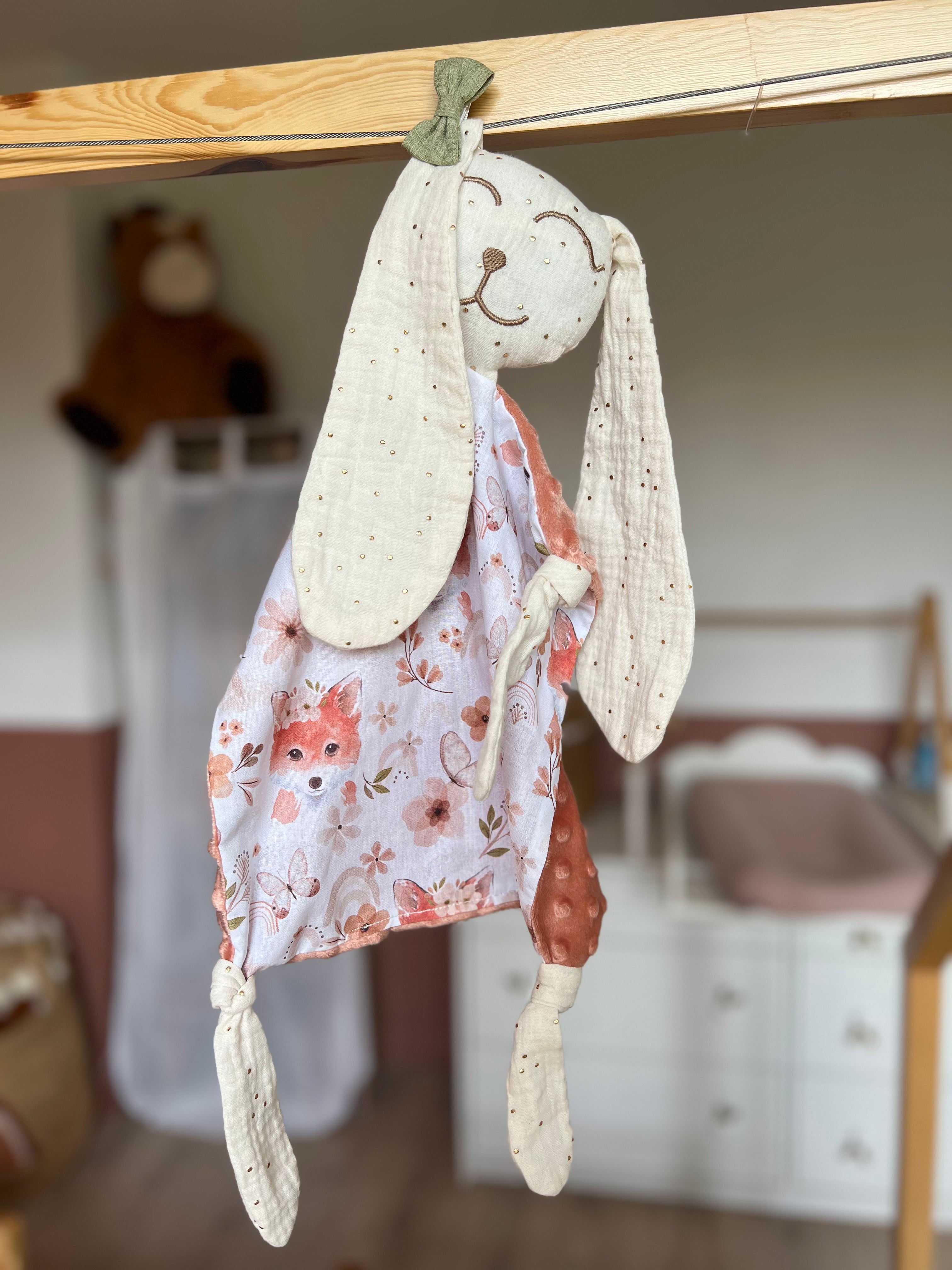 Doudou lapin bébé « Louise » - Ultra doux, fait main et personnalisable (Copie)