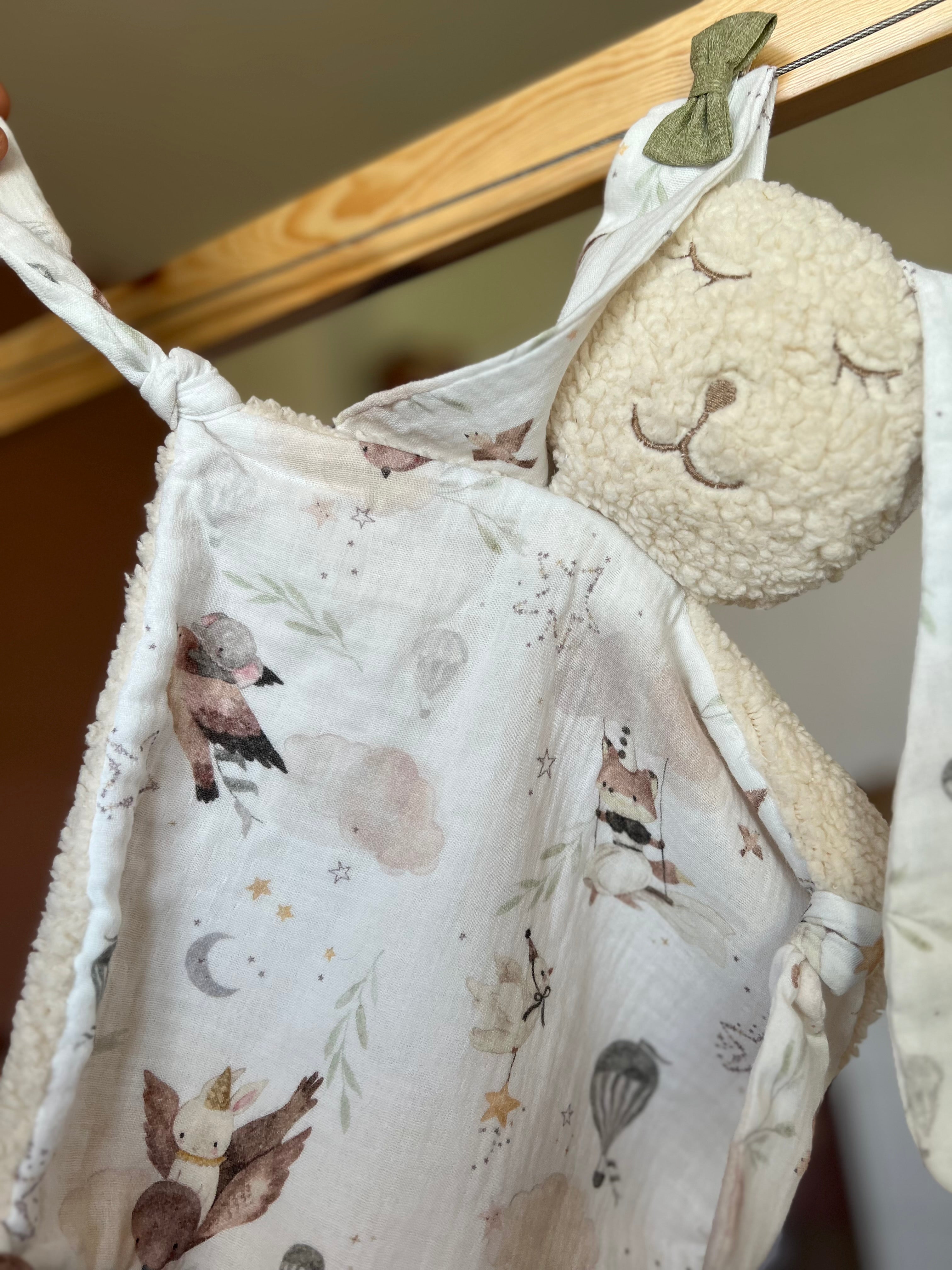 Doudou lapin ultra doux sherpa et double gaze « Côme » - fait main et personnalisable