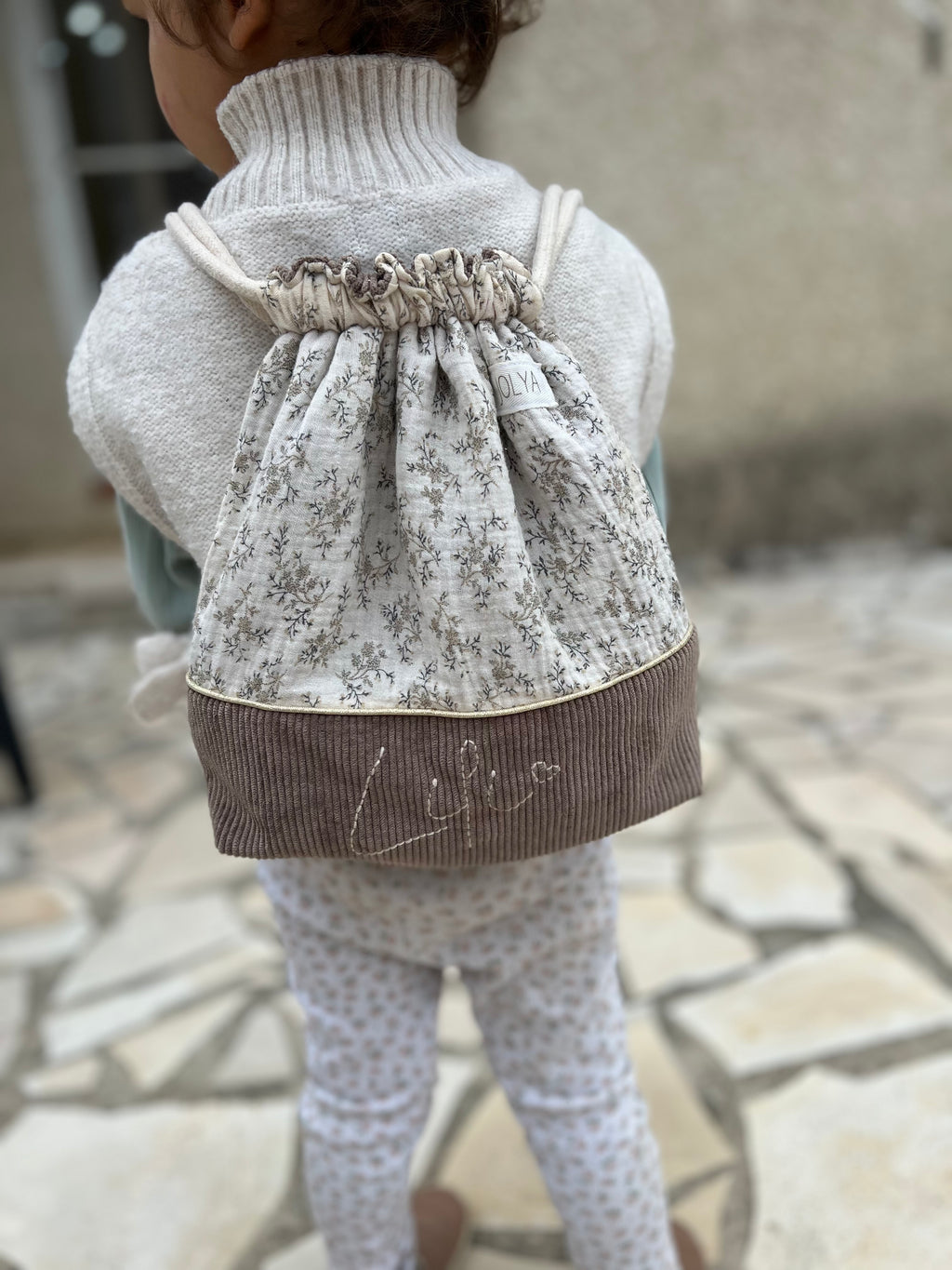 Sac à dos enfant personnalisable fait main – Double gaze & velours côtelé