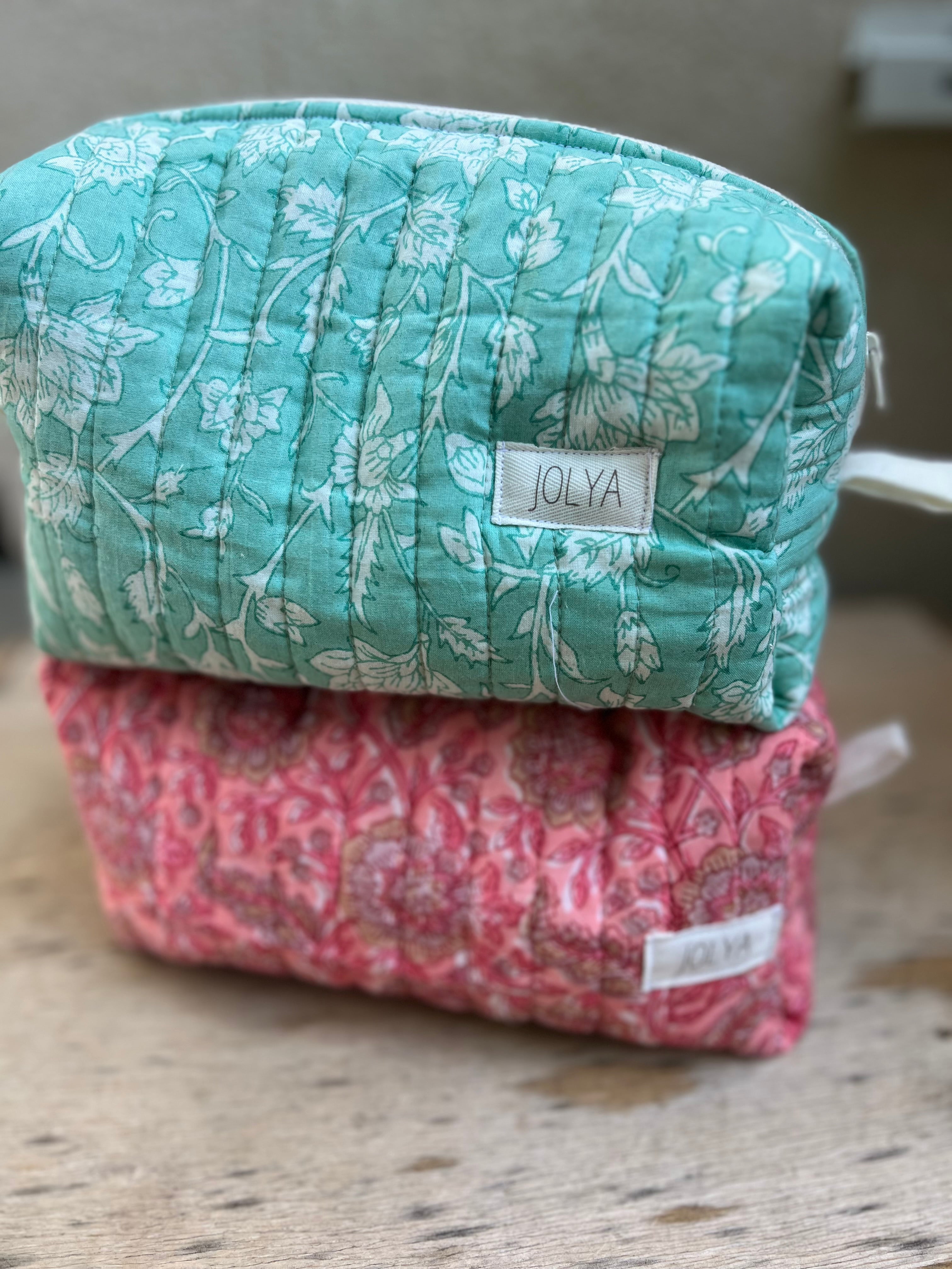 Trousse de toilette grand format « Fresh mint » - fait main