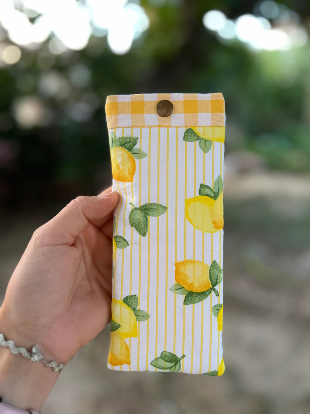 Étui à lunette fait main en tissu « Lemonade »