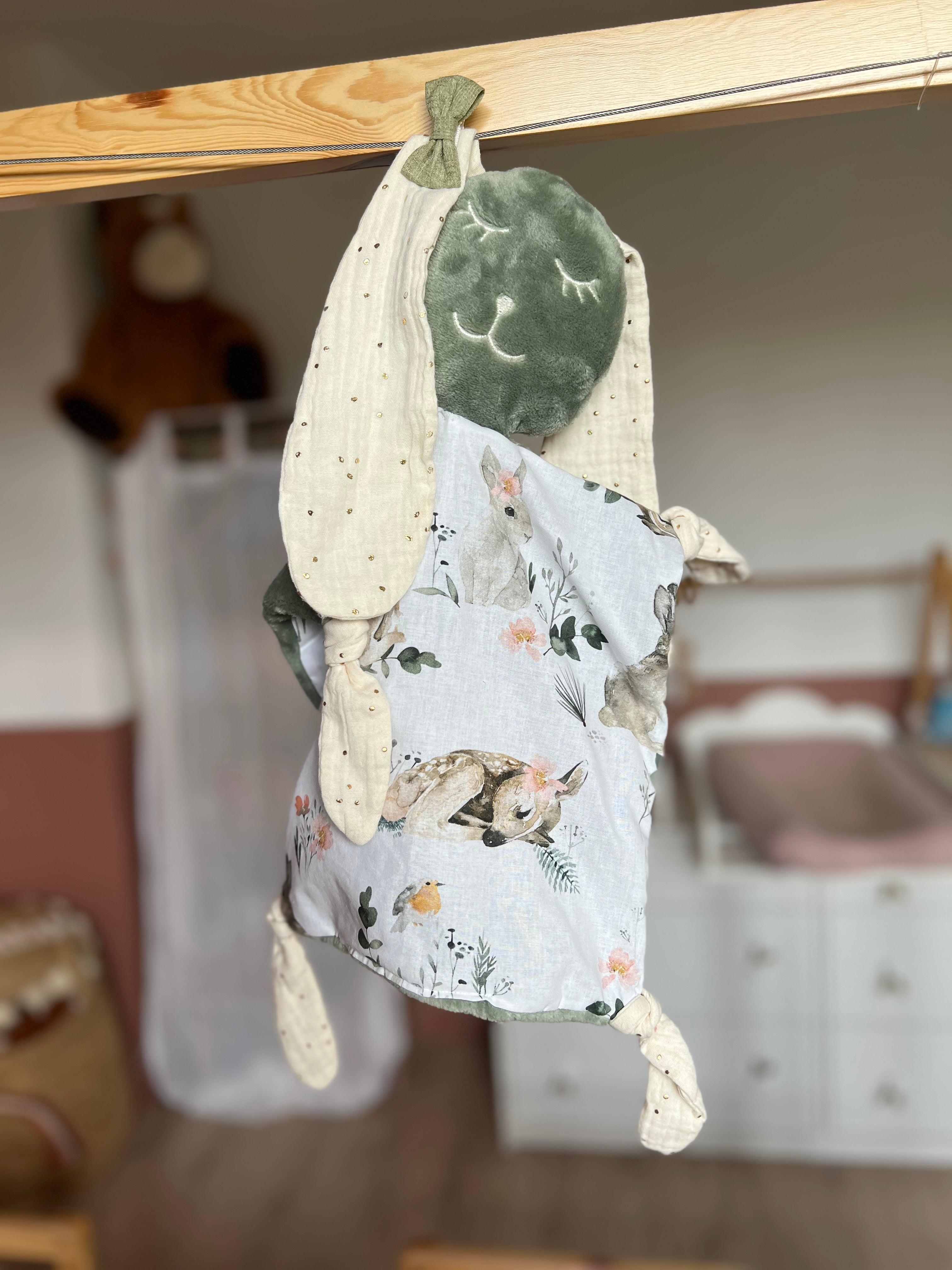 Doudou lapin bébé « Mia » - Ultra doux, fait main et personnalisable