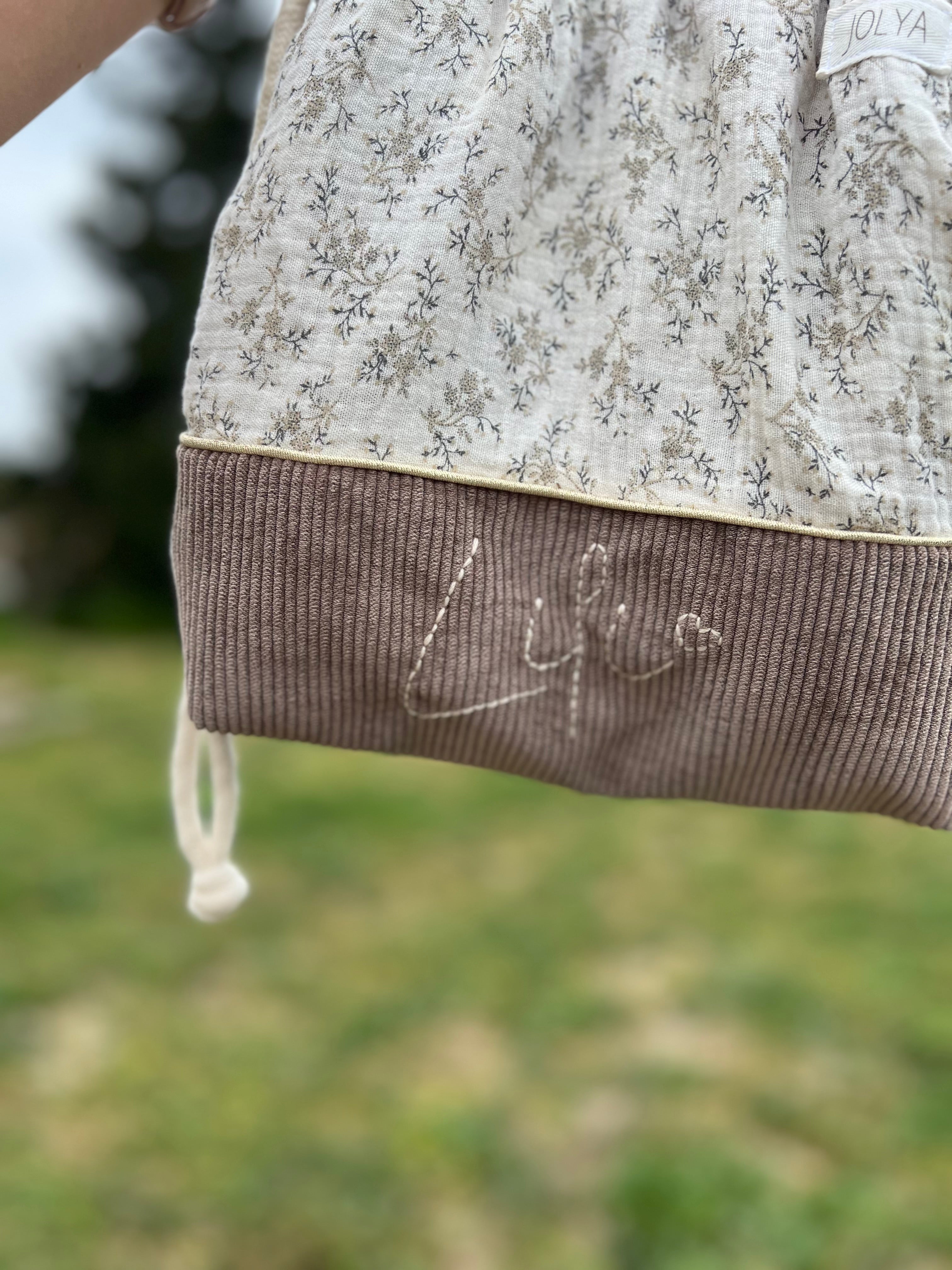Sac à dos enfant personnalisable fait main – Double gaze & velours côtelé