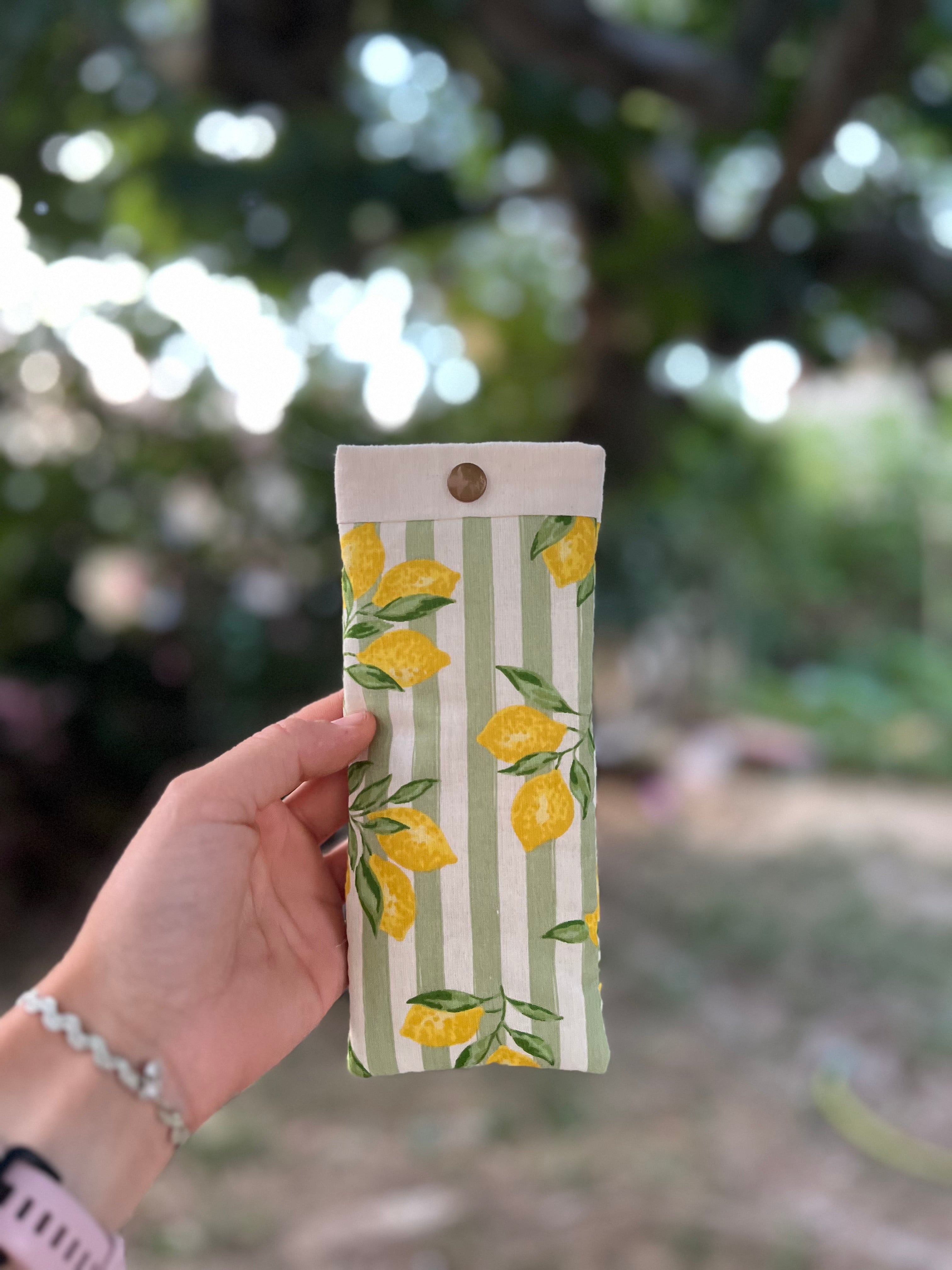 Étui à lunette fait main en tissu « Citronnade »