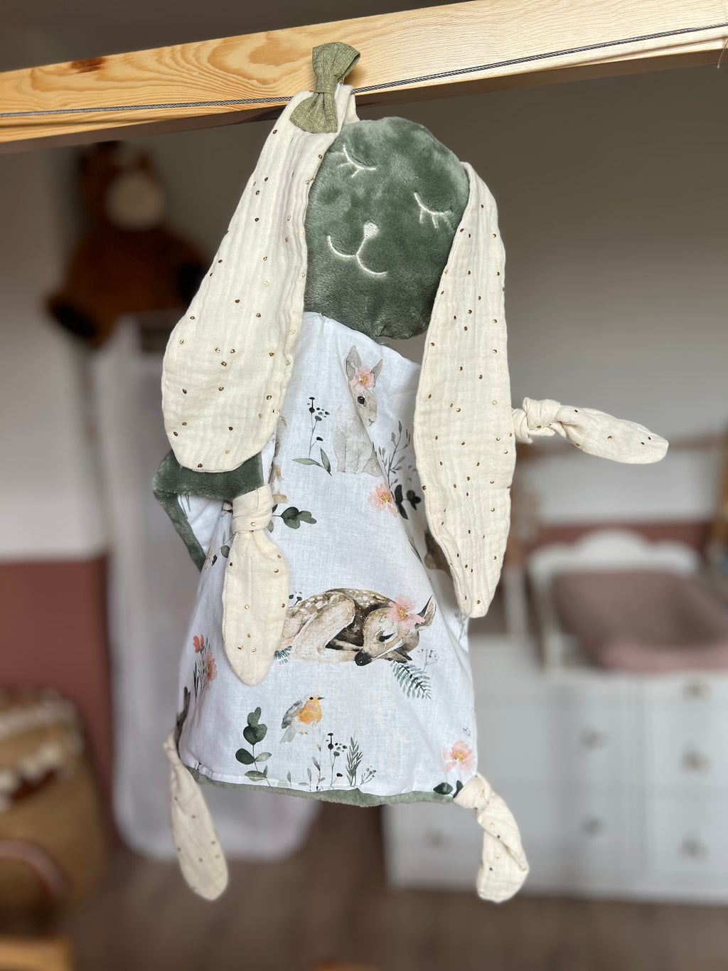 Doudou lapin bébé « Mia » - Ultra doux, fait main et personnalisable