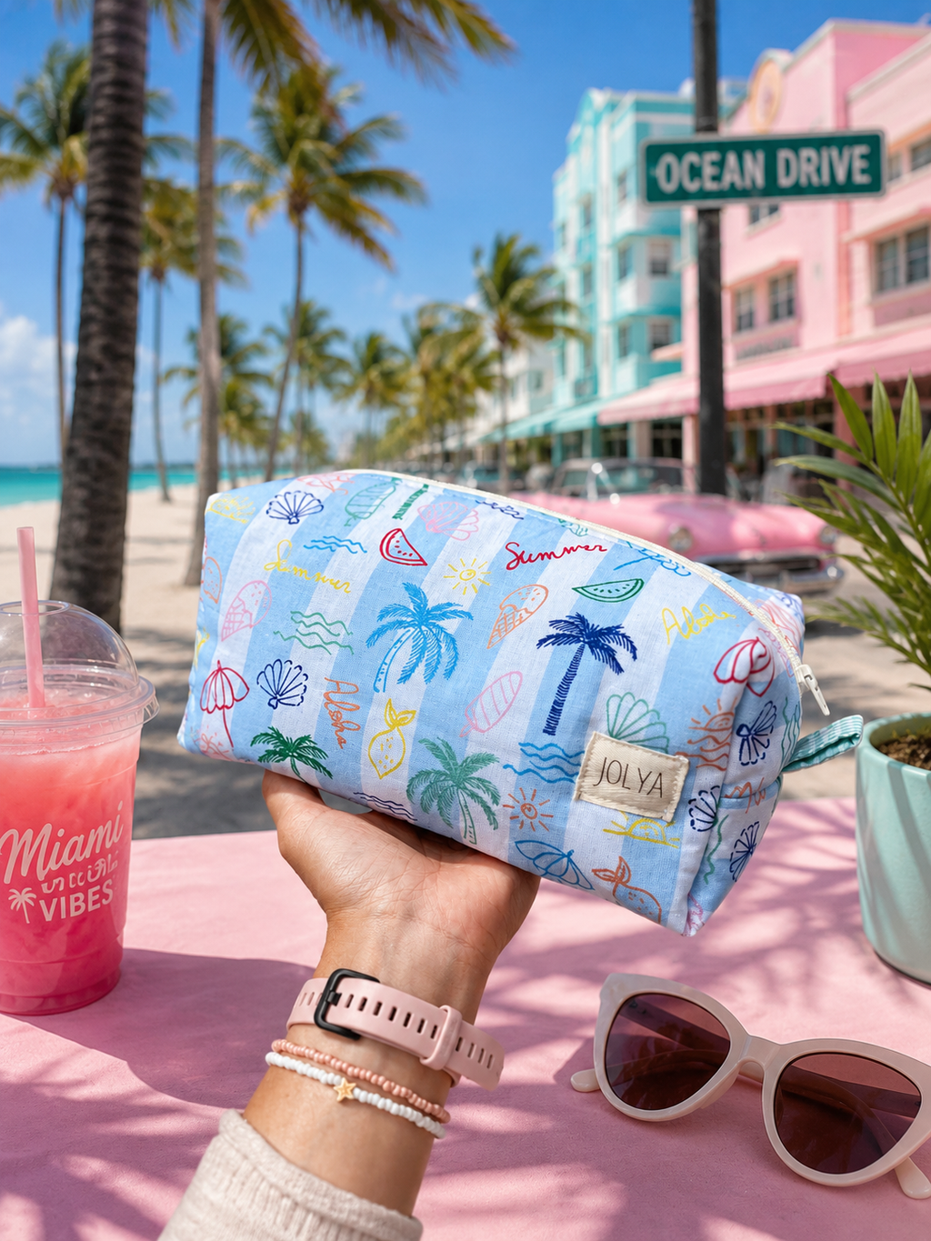 Trousse de toilette grand format « Miami » - fait main