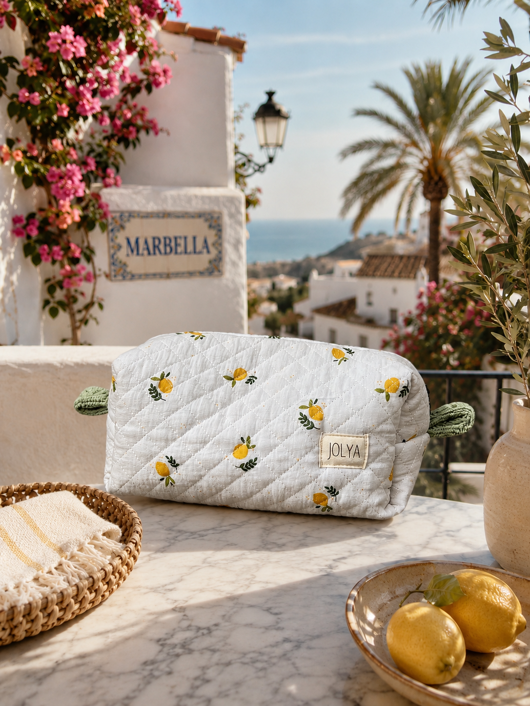Trousse de toilette grand format « Marbella » - fait main